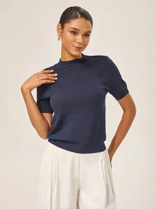 damen-weiblich-zopfstrick-poloshirt-einf-marineblau-1