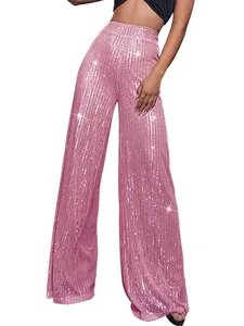 damen-weites-bein-hosen-hose-glitzernde-rosagold-11