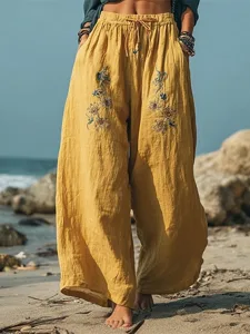 damen-weites-bein-hosen-hose-palazzo-hos-gelb-1