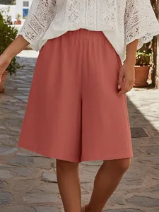 damen-weites-bein-shorts-schnitt-bermuda-rote-6