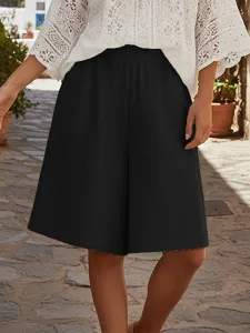 damen-weites-bein-shorts-schnitt-bermuda-schwarz-4