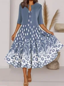 damen-zwei-teiler-kleid-sets-midi-kleid-blau-3