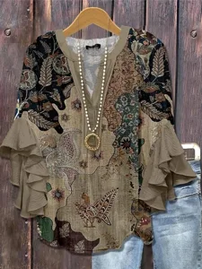 damenbluse-v-ausschnitt-geschichtete-rus-braun-2