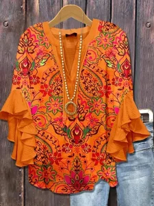 damenbluse-v-ausschnitt-geschichtete-rus-orange-1