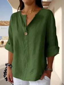 damenblusen-aus-baumwoll-leinen-schlicht-armeegrun-4