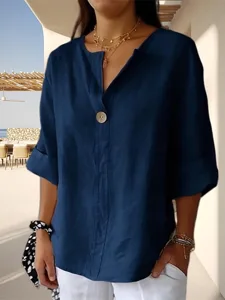 damenblusen-aus-baumwoll-leinen-schlicht-marineblau-7