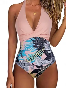 frauen-einteiler-badeanzug-raffung-leopa-rosa-4