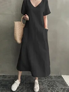 frauen-leinenahnliche-faux-baumwoll-lein-schwarz-3