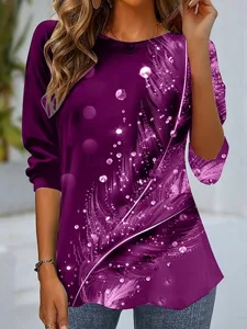 frauen-t-shirt-crew-neck-langarm-tunika-purpur-5