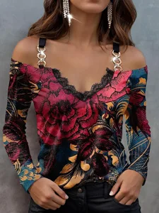 frauenbluse-langarm-v-ausschnitt-modisch-rote-1