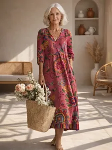 midi-kleid-damen-leinenartig-atmungsakti-rosa-4