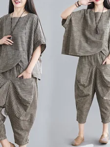 women-s-cotton-blend-blouse-pants-sets-s-black-1