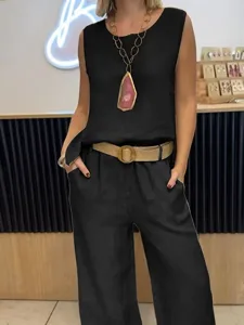 women-s-cotton-blend-blouse-pants-sets-s-black-3