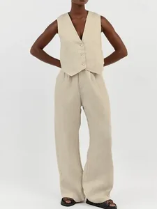 women-s-cotton-blend-blouse-pants-sets-s-khaki-23