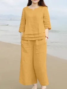 women-s-cotton-blend-cotton-linen-sets-3-yellow-6