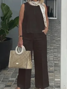 women-s-cotton-blend-cotton-linen-sets-s-black-9