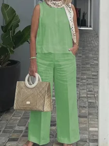 women-s-cotton-blend-cotton-linen-sets-s-green-5