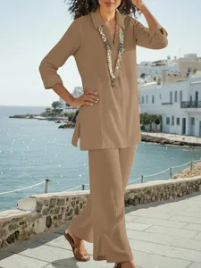 women-s-cotton-blend-pants-sets-long-sle-camel-3