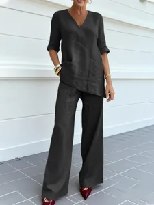 women-s-cotton-blend-two-piece-sets-pant-black-5