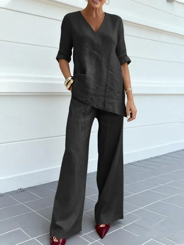 women-s-cotton-blend-two-piece-sets-pant-black-5