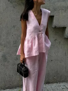 women-s-cotton-blend-two-piece-sets-pant-pink-1