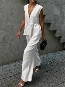 women-s-cotton-blend-two-piece-sets-pant-white-16