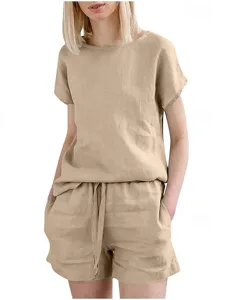 women-s-cotton-blend-two-piece-sets-t-sh-khaki-12