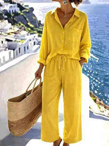 women-s-cotton-linen-pants-sets-bolero-t-yellow-22