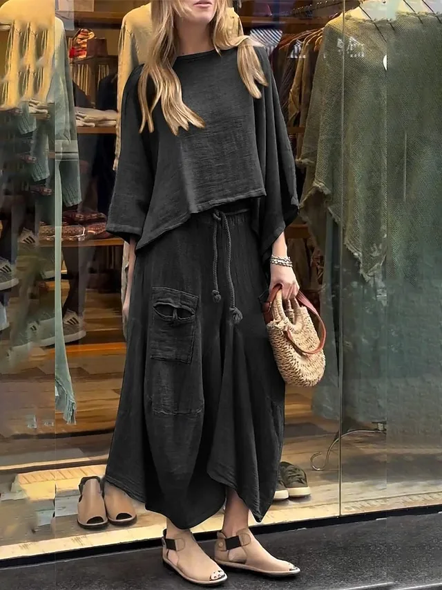 women-s-cotton-linen-pants-sets-long-sle-black-7