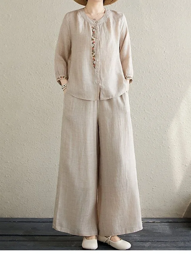 women-s-cotton-linen-sets-long-sleeve-ro-beige-5