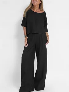 women-s-cotton-linen-sets-pants-sets-3-4-black-6