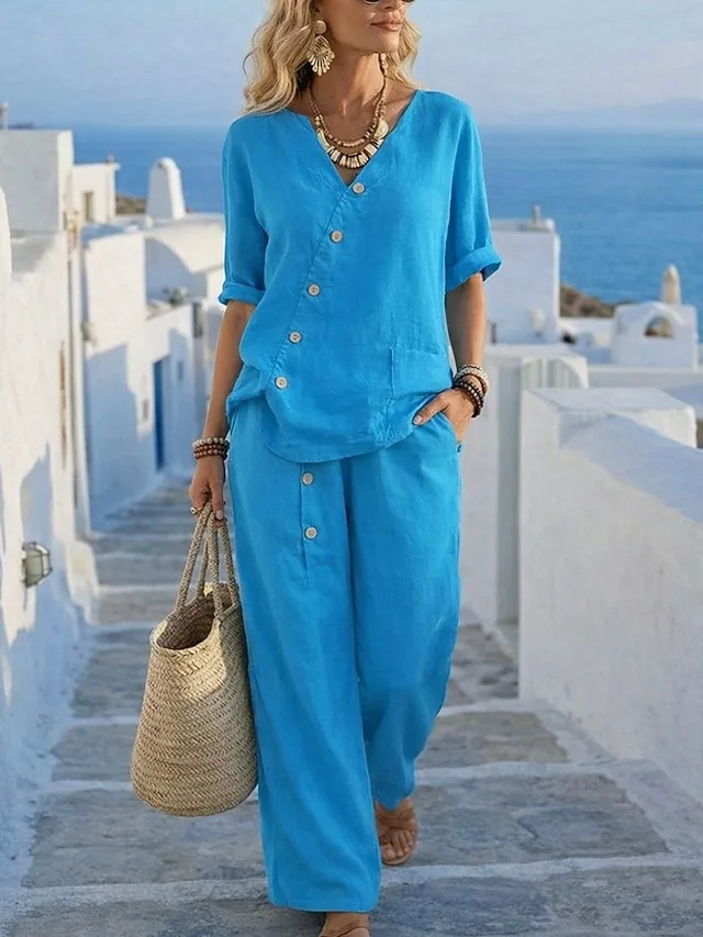women-s-cotton-linen-sets-pants-sets-3-4-blue-1