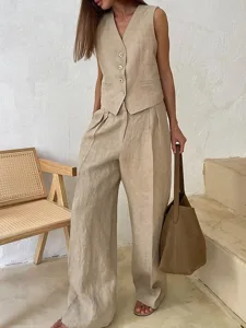 women-s-cotton-linen-sets-pants-sets-bol-khaki-1