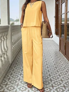 women-s-cotton-linen-sets-pants-sets-bol-yellow-3