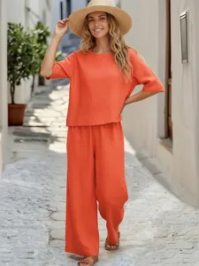 women-s-cotton-linen-sets-pants-sets-hal-orange-9