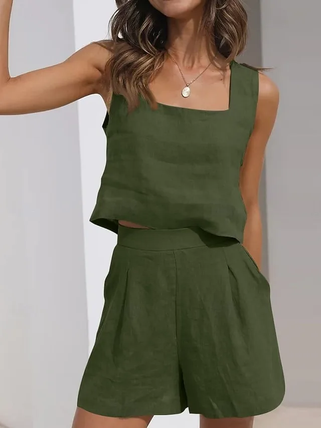 women-s-cotton-linen-sets-shorts-sets-sl-army-green-1