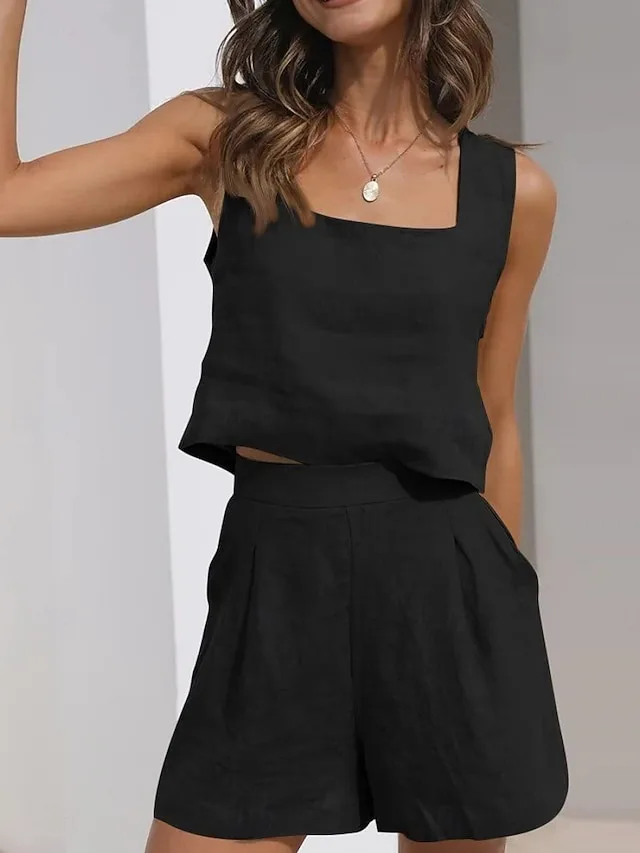 women-s-cotton-linen-sets-shorts-sets-sl-black-3