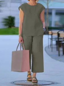 women-s-cotton-linen-sets-two-piece-sets-army-green-4
