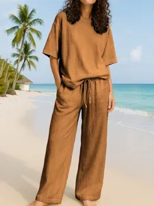 women-s-cotton-linen-sets-two-piece-sets-brown-4