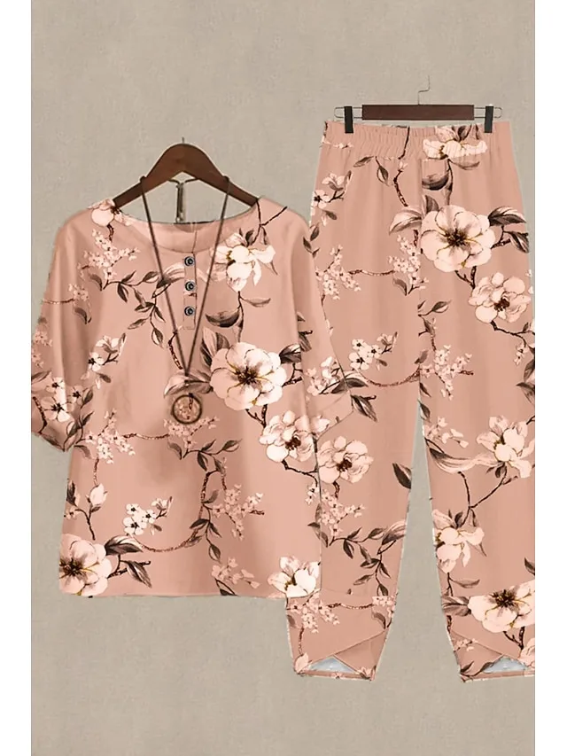 women-s-cotton-linen-sets-two-piece-sets-dark-pink-3