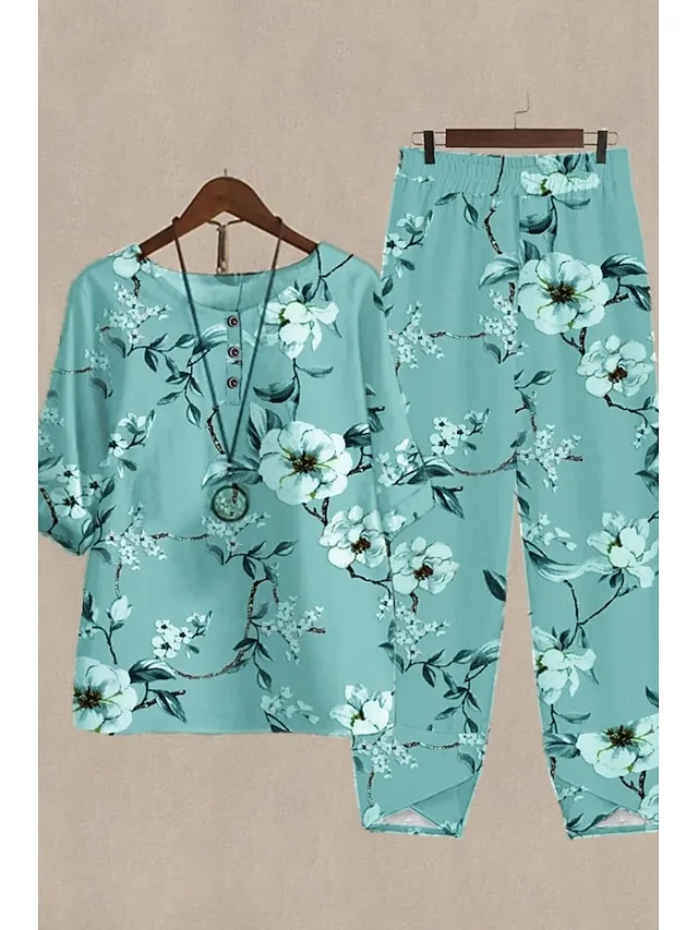 women-s-cotton-linen-sets-two-piece-sets-green-5