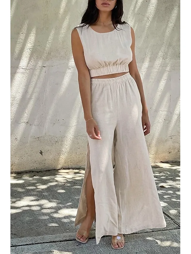 women-s-cotton-linen-sets-two-piece-sets-khaki-1