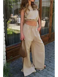 women-s-cotton-linen-sets-two-piece-sets-khaki-3