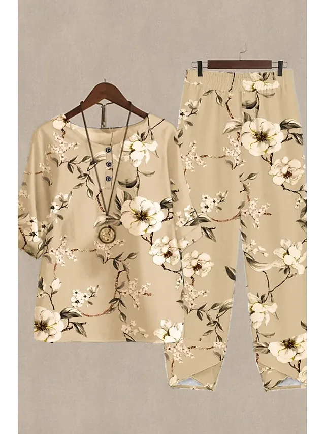 women-s-cotton-linen-sets-two-piece-sets-khaki-4