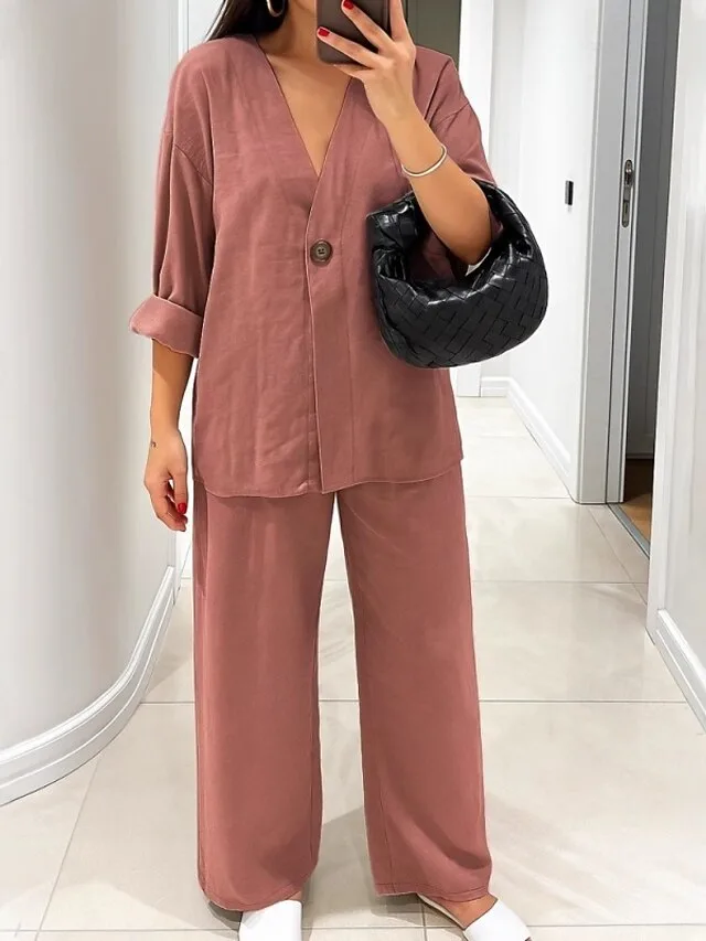 women-s-cotton-linen-sets-two-piece-sets-wine-4