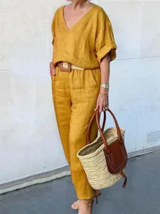 women-s-cotton-linen-shirts-blouse-pants-yellow-3