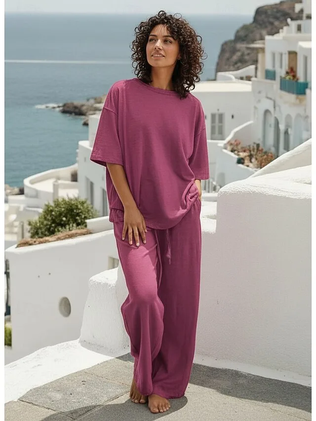 women-s-loungewear-sets-basic-pure-color-rose-red-5