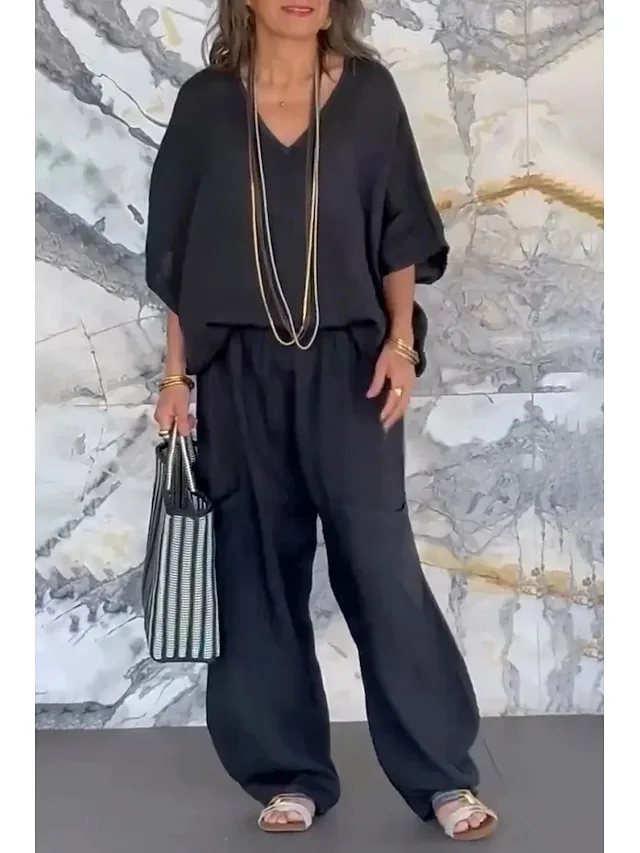 women-s-shirt-cotton-linen-sets-two-piec-black-4