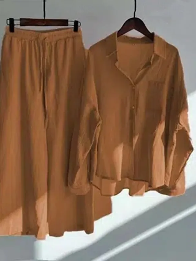 women-s-shirt-cotton-linen-sets-two-piec-brown-4