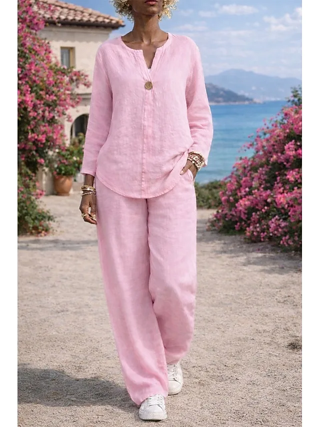 women-s-shirt-cotton-linen-sets-two-piec-pink-1